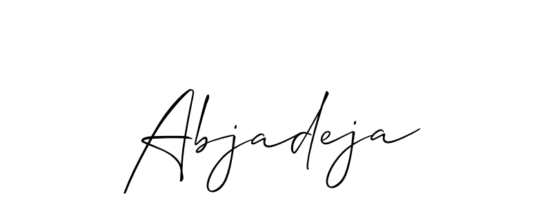 Make a beautiful signature design for name Abjadeja. With this signature (Allison_Script) style, you can create a handwritten signature for free. Abjadeja signature style 2 images and pictures png