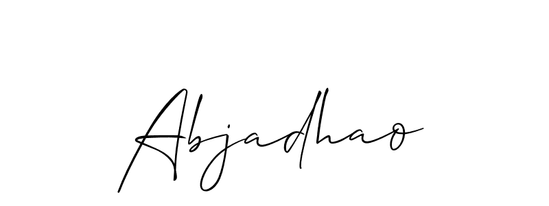 How to Draw Abjadhao signature style? Allison_Script is a latest design signature styles for name Abjadhao. Abjadhao signature style 2 images and pictures png