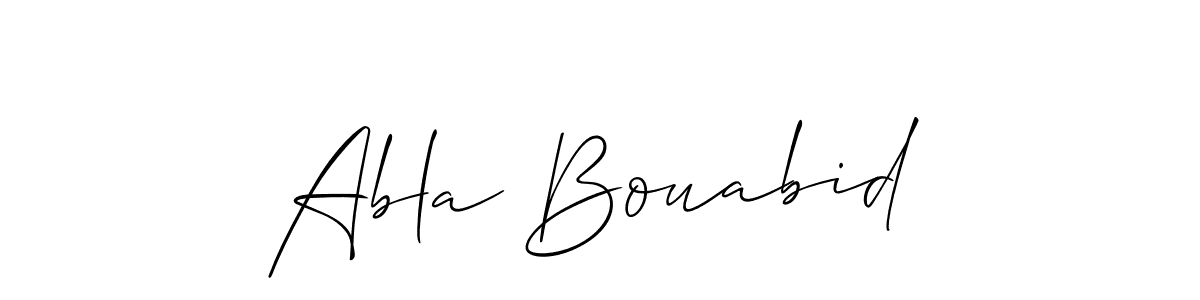 Create a beautiful signature design for name Abla Bouabid. With this signature (Allison_Script) fonts, you can make a handwritten signature for free. Abla Bouabid signature style 2 images and pictures png