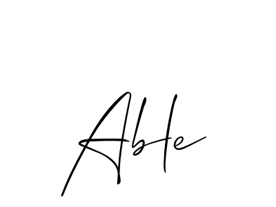 Design your own signature with our free online signature maker. With this signature software, you can create a handwritten (Allison_Script) signature for name Able. Able signature style 2 images and pictures png