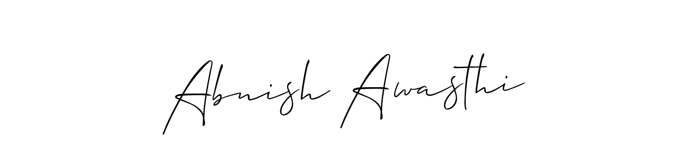 The best way (Allison_Script) to make a short signature is to pick only two or three words in your name. The name Abnish Awasthi include a total of six letters. For converting this name. Abnish Awasthi signature style 2 images and pictures png