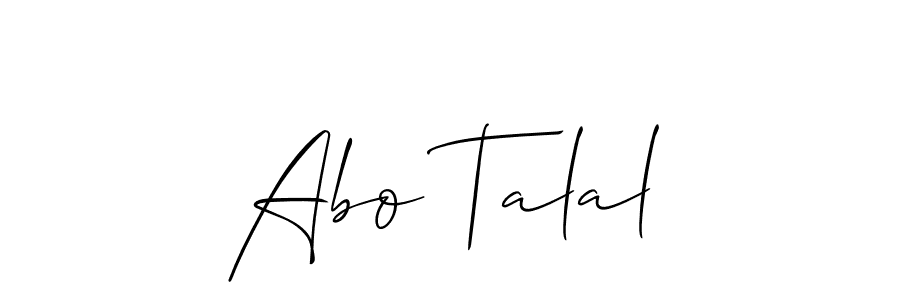 The best way (Allison_Script) to make a short signature is to pick only two or three words in your name. The name Abo Talal include a total of six letters. For converting this name. Abo Talal signature style 2 images and pictures png