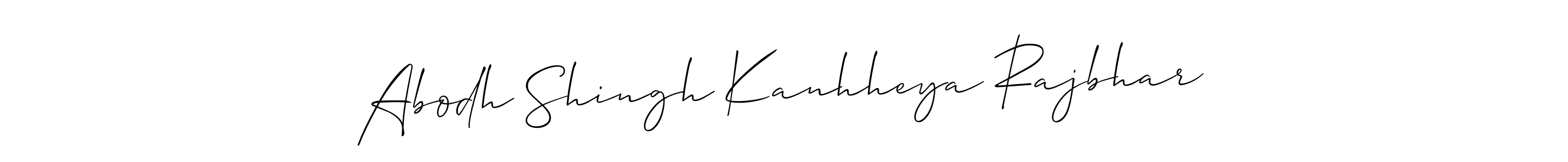 How to make Abodh Shingh Kanhheya Rajbhar name signature. Use Allison_Script style for creating short signs online. This is the latest handwritten sign. Abodh Shingh Kanhheya Rajbhar signature style 2 images and pictures png