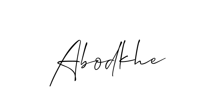 Allison_Script is a professional signature style that is perfect for those who want to add a touch of class to their signature. It is also a great choice for those who want to make their signature more unique. Get Abodkhe name to fancy signature for free. Abodkhe signature style 2 images and pictures png