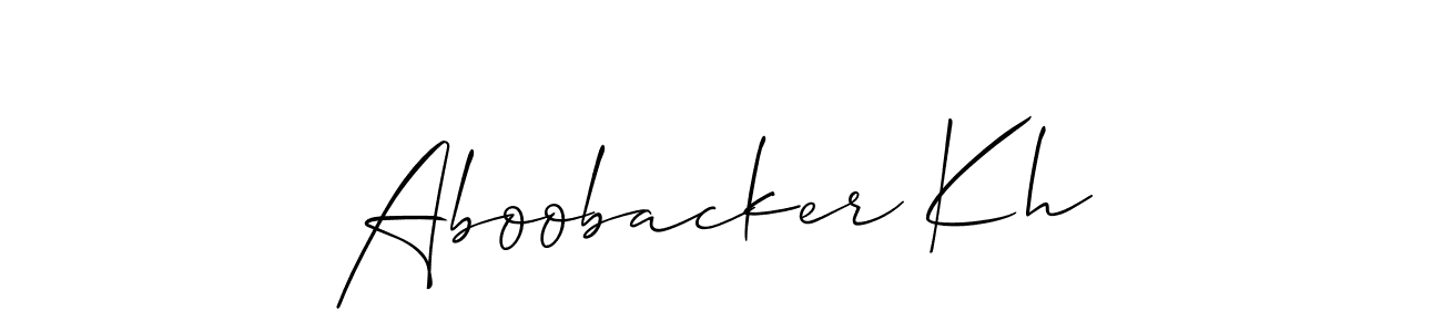 Allison_Script is a professional signature style that is perfect for those who want to add a touch of class to their signature. It is also a great choice for those who want to make their signature more unique. Get Aboobacker Kh name to fancy signature for free. Aboobacker Kh signature style 2 images and pictures png