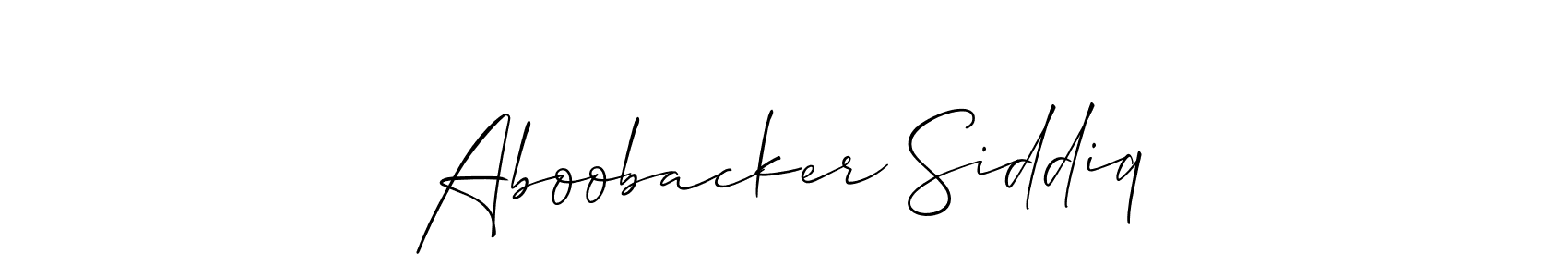 It looks lik you need a new signature style for name Aboobacker Siddiq. Design unique handwritten (Allison_Script) signature with our free signature maker in just a few clicks. Aboobacker Siddiq signature style 2 images and pictures png