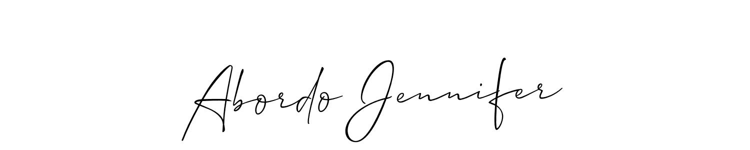 Also You can easily find your signature by using the search form. We will create Abordo Jennifer name handwritten signature images for you free of cost using Allison_Script sign style. Abordo Jennifer signature style 2 images and pictures png