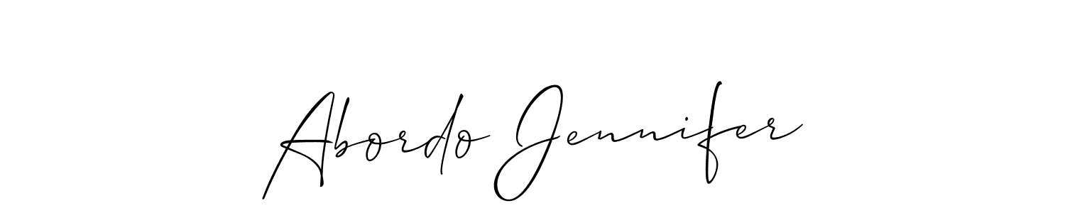 Also You can easily find your signature by using the search form. We will create Abordo Jennifer name handwritten signature images for you free of cost using Allison_Script sign style. Abordo Jennifer signature style 2 images and pictures png