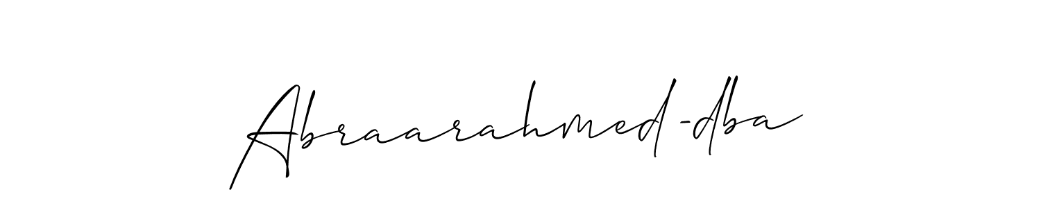 How to Draw Abraarahmed-dba signature style? Allison_Script is a latest design signature styles for name Abraarahmed-dba. Abraarahmed-dba signature style 2 images and pictures png