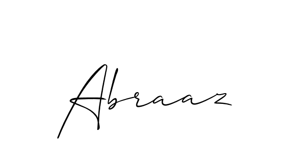 Make a beautiful signature design for name Abraaz. With this signature (Allison_Script) style, you can create a handwritten signature for free. Abraaz signature style 2 images and pictures png