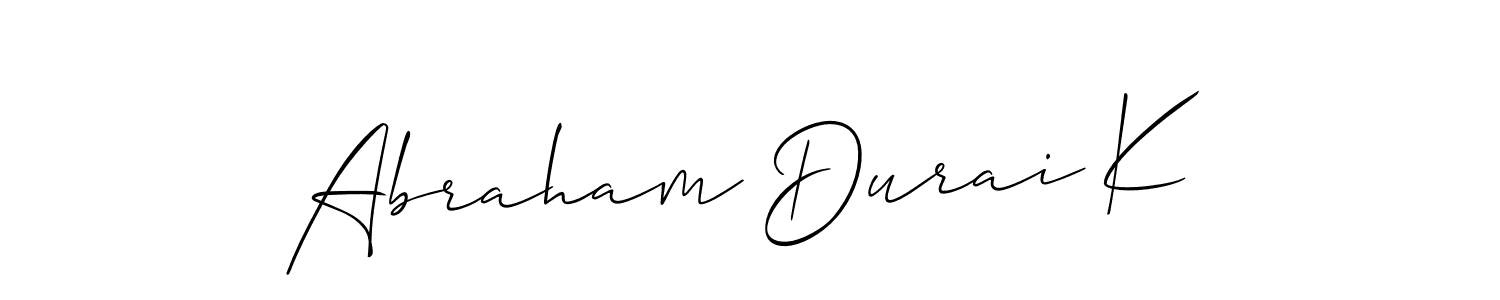 Make a beautiful signature design for name Abraham Durai K. With this signature (Allison_Script) style, you can create a handwritten signature for free. Abraham Durai K signature style 2 images and pictures png