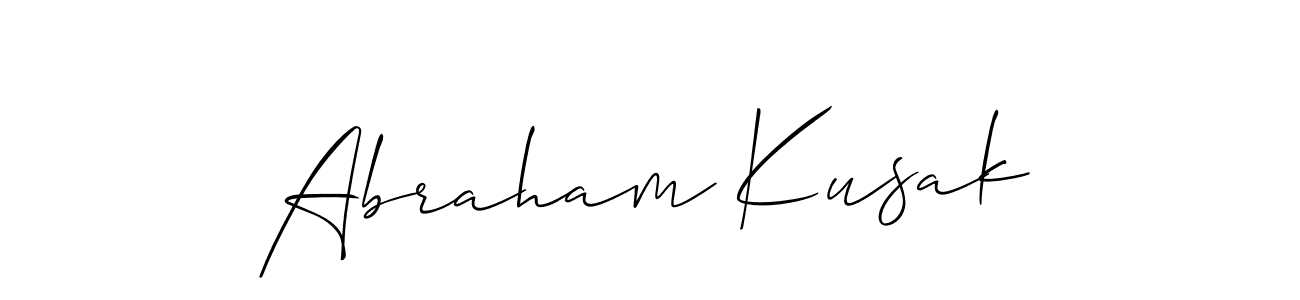 You should practise on your own different ways (Allison_Script) to write your name (Abraham Kusak) in signature. don't let someone else do it for you. Abraham Kusak signature style 2 images and pictures png