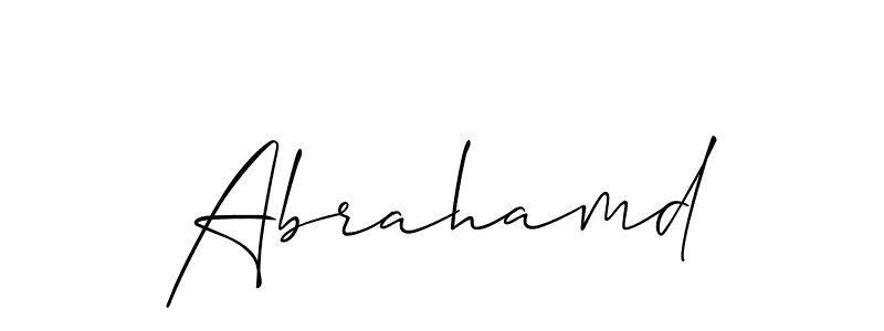 How to make Abrahamd name signature. Use Allison_Script style for creating short signs online. This is the latest handwritten sign. Abrahamd signature style 2 images and pictures png