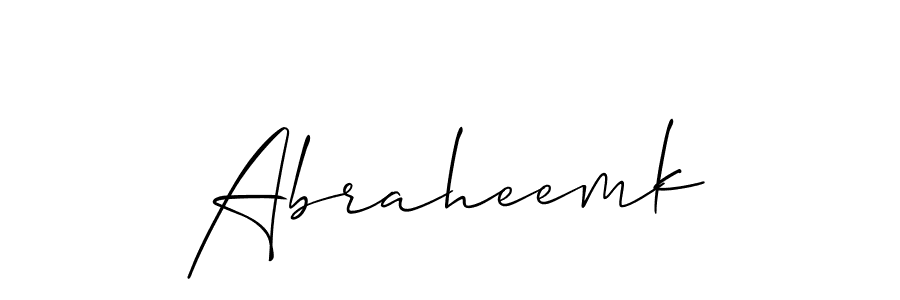 Design your own signature with our free online signature maker. With this signature software, you can create a handwritten (Allison_Script) signature for name Abraheemk. Abraheemk signature style 2 images and pictures png
