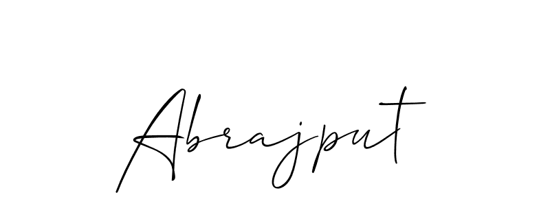 Use a signature maker to create a handwritten signature online. With this signature software, you can design (Allison_Script) your own signature for name Abrajput. Abrajput signature style 2 images and pictures png