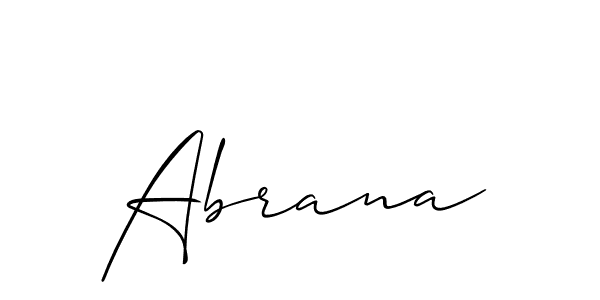 Use a signature maker to create a handwritten signature online. With this signature software, you can design (Allison_Script) your own signature for name Abrana. Abrana signature style 2 images and pictures png