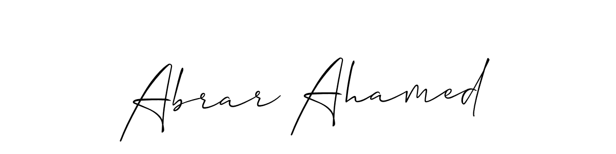 The best way (Allison_Script) to make a short signature is to pick only two or three words in your name. The name Abrar Ahamed include a total of six letters. For converting this name. Abrar Ahamed signature style 2 images and pictures png