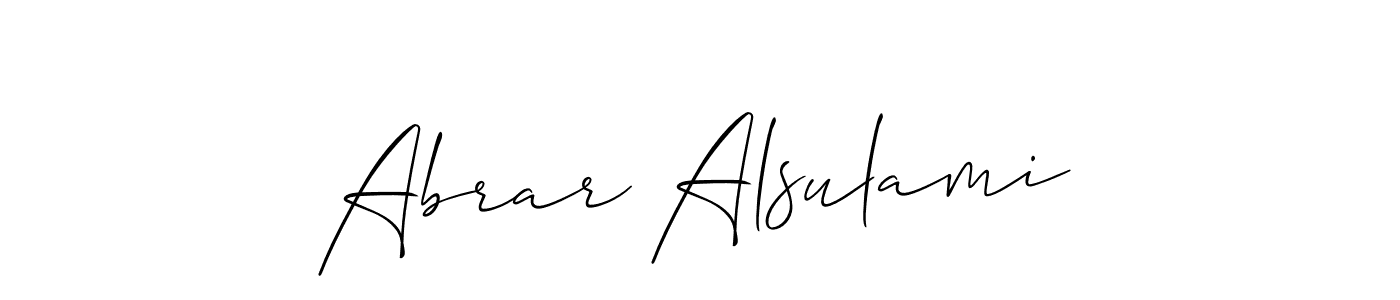 Similarly Allison_Script is the best handwritten signature design. Signature creator online .You can use it as an online autograph creator for name Abrar Alsulami. Abrar Alsulami signature style 2 images and pictures png