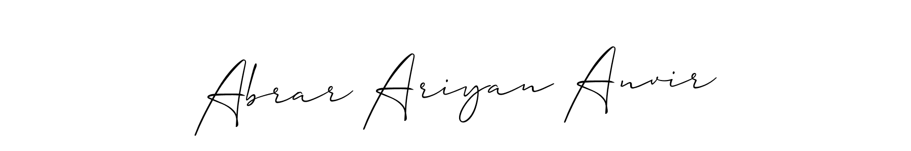 Create a beautiful signature design for name Abrar Ariyan Anvir. With this signature (Allison_Script) fonts, you can make a handwritten signature for free. Abrar Ariyan Anvir signature style 2 images and pictures png