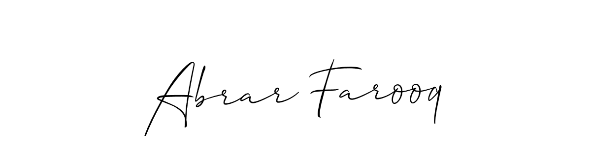 Create a beautiful signature design for name Abrar Farooq. With this signature (Allison_Script) fonts, you can make a handwritten signature for free. Abrar Farooq signature style 2 images and pictures png