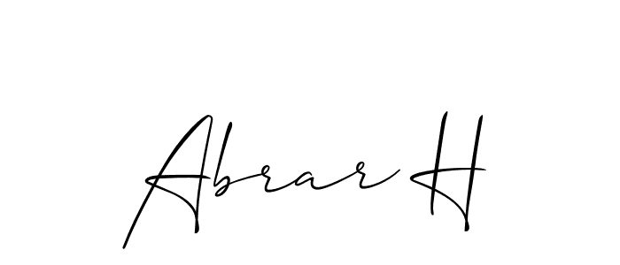 It looks lik you need a new signature style for name Abrar H. Design unique handwritten (Allison_Script) signature with our free signature maker in just a few clicks. Abrar H signature style 2 images and pictures png