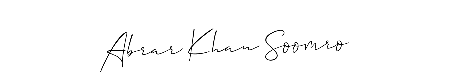 Make a beautiful signature design for name Abrar Khan Soomro. With this signature (Allison_Script) style, you can create a handwritten signature for free. Abrar Khan Soomro signature style 2 images and pictures png