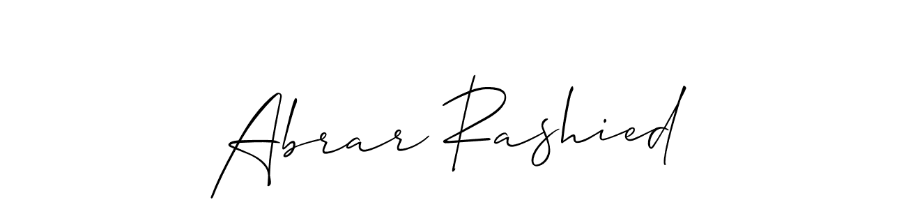 Design your own signature with our free online signature maker. With this signature software, you can create a handwritten (Allison_Script) signature for name Abrar Rashied. Abrar Rashied signature style 2 images and pictures png