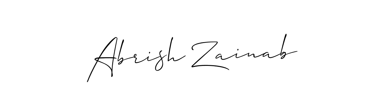 Allison_Script is a professional signature style that is perfect for those who want to add a touch of class to their signature. It is also a great choice for those who want to make their signature more unique. Get Abrish Zainab name to fancy signature for free. Abrish Zainab signature style 2 images and pictures png