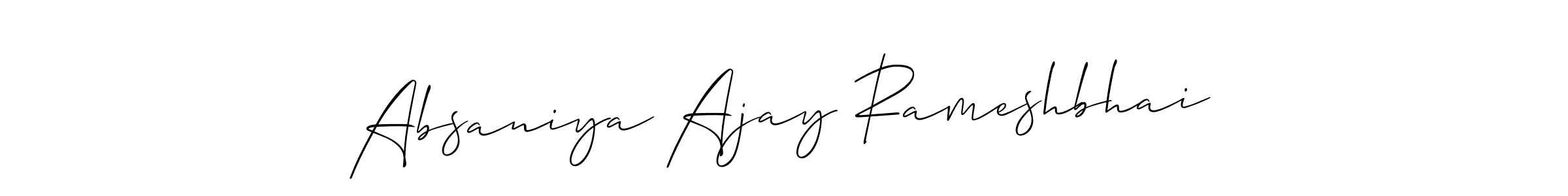 Make a short Absaniya Ajay Rameshbhai signature style. Manage your documents anywhere anytime using Allison_Script. Create and add eSignatures, submit forms, share and send files easily. Absaniya Ajay Rameshbhai signature style 2 images and pictures png
