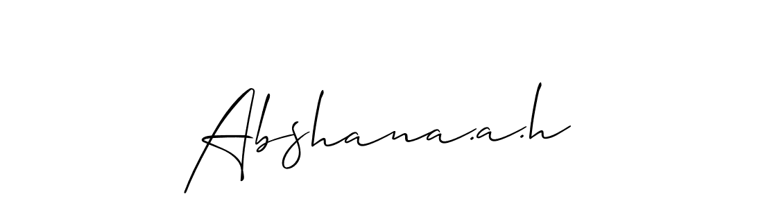 Use a signature maker to create a handwritten signature online. With this signature software, you can design (Allison_Script) your own signature for name Abshana.a.h. Abshana.a.h signature style 2 images and pictures png