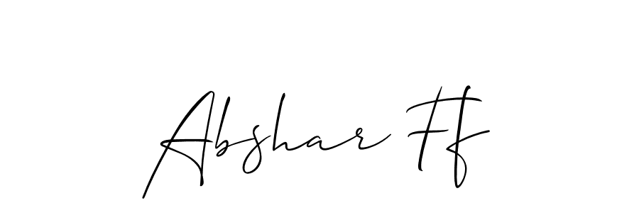 The best way (Allison_Script) to make a short signature is to pick only two or three words in your name. The name Abshar Ff include a total of six letters. For converting this name. Abshar Ff signature style 2 images and pictures png
