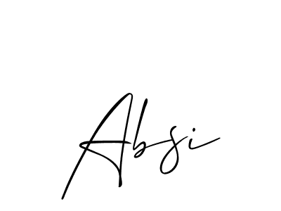 Design your own signature with our free online signature maker. With this signature software, you can create a handwritten (Allison_Script) signature for name Absi. Absi signature style 2 images and pictures png