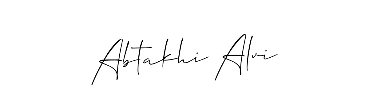 Make a beautiful signature design for name Abtakhi Alvi. With this signature (Allison_Script) style, you can create a handwritten signature for free. Abtakhi Alvi signature style 2 images and pictures png