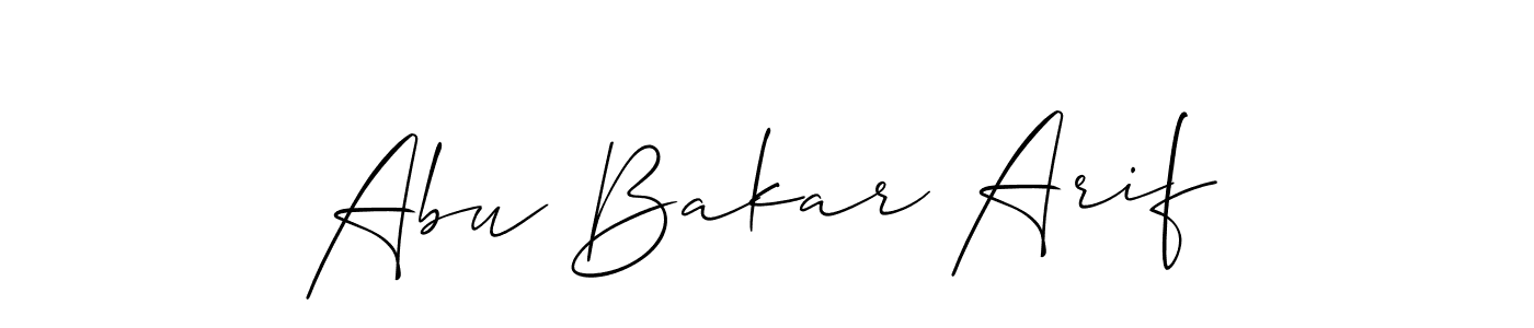 How to make Abu Bakar Arif signature? Allison_Script is a professional autograph style. Create handwritten signature for Abu Bakar Arif name. Abu Bakar Arif signature style 2 images and pictures png