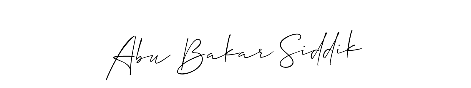 Make a beautiful signature design for name Abu Bakar Siddik. With this signature (Allison_Script) style, you can create a handwritten signature for free. Abu Bakar Siddik signature style 2 images and pictures png