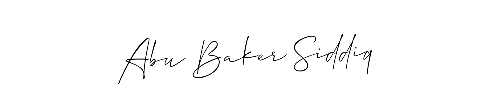 Design your own signature with our free online signature maker. With this signature software, you can create a handwritten (Allison_Script) signature for name Abu Baker Siddiq. Abu Baker Siddiq signature style 2 images and pictures png