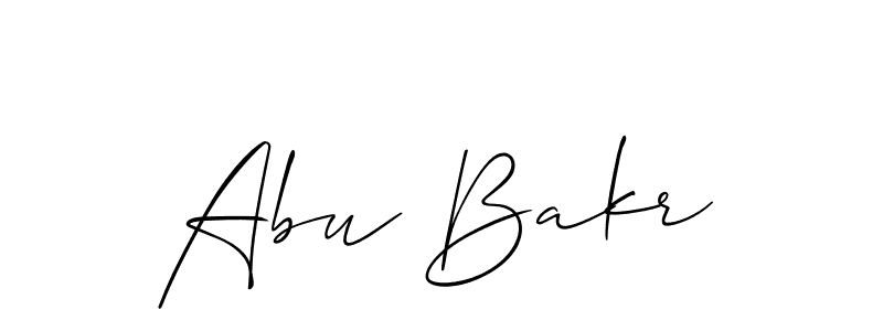 Use a signature maker to create a handwritten signature online. With this signature software, you can design (Allison_Script) your own signature for name Abu Bakr. Abu Bakr signature style 2 images and pictures png
