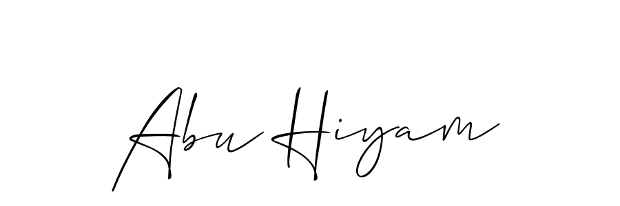 The best way (Allison_Script) to make a short signature is to pick only two or three words in your name. The name Abu Hiyam include a total of six letters. For converting this name. Abu Hiyam signature style 2 images and pictures png