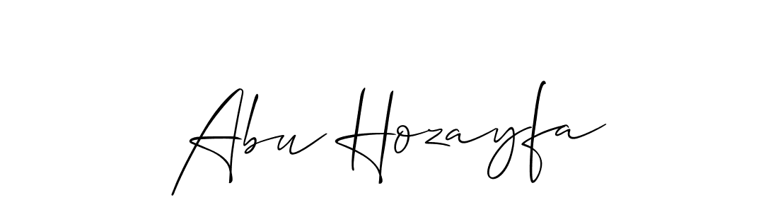 Also You can easily find your signature by using the search form. We will create Abu Hozayfa name handwritten signature images for you free of cost using Allison_Script sign style. Abu Hozayfa signature style 2 images and pictures png