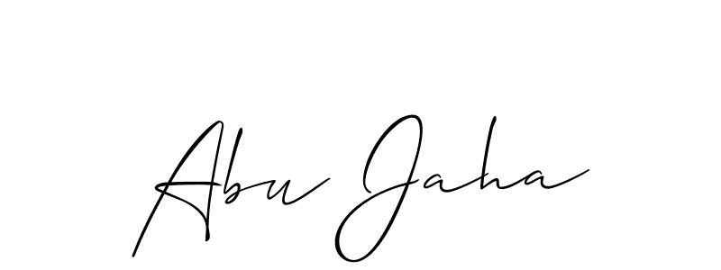 Design your own signature with our free online signature maker. With this signature software, you can create a handwritten (Allison_Script) signature for name Abu Jaha. Abu Jaha signature style 2 images and pictures png