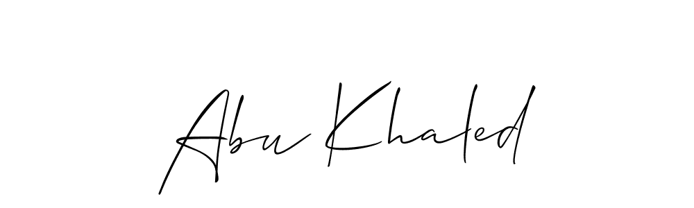 Use a signature maker to create a handwritten signature online. With this signature software, you can design (Allison_Script) your own signature for name Abu Khaled. Abu Khaled signature style 2 images and pictures png