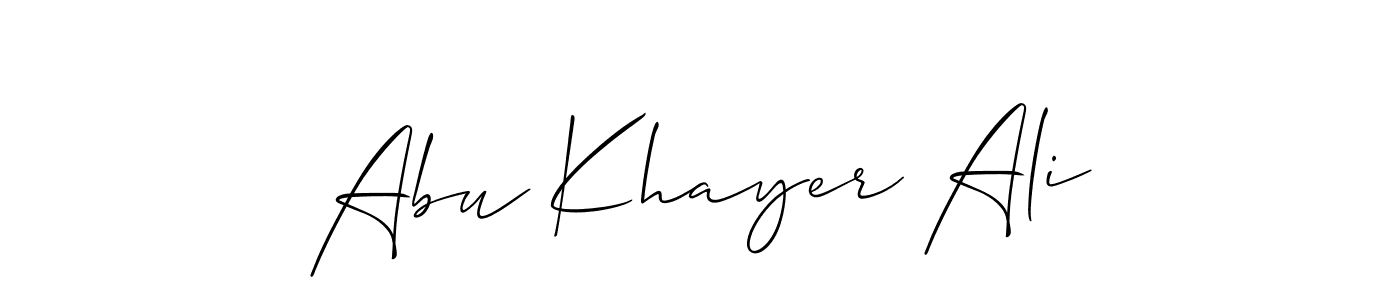 The best way (Allison_Script) to make a short signature is to pick only two or three words in your name. The name Abu Khayer Ali include a total of six letters. For converting this name. Abu Khayer Ali signature style 2 images and pictures png