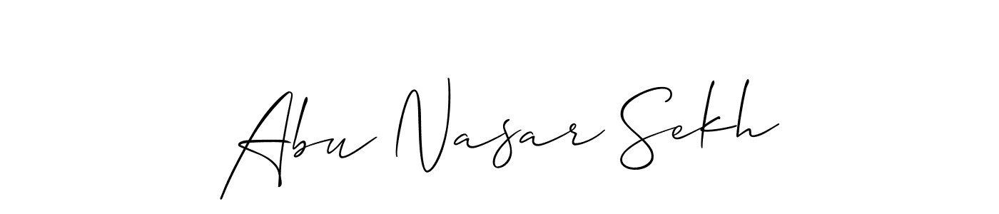 Make a beautiful signature design for name Abu Nasar Sekh. With this signature (Allison_Script) style, you can create a handwritten signature for free. Abu Nasar Sekh signature style 2 images and pictures png