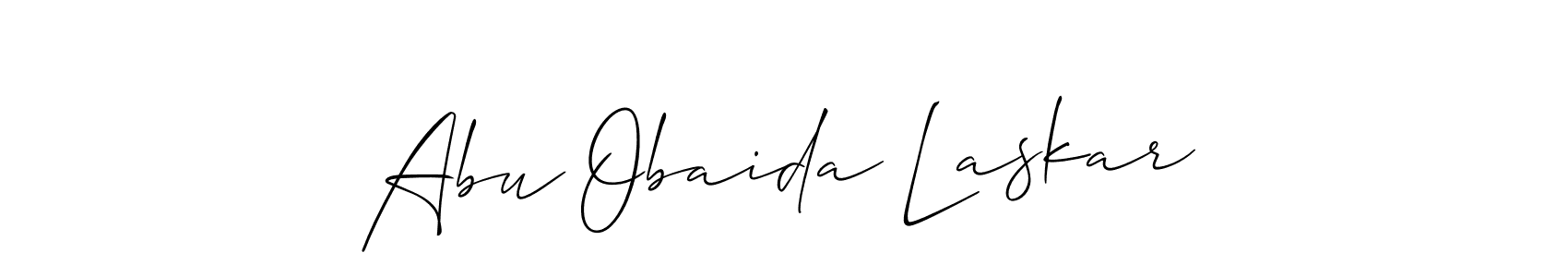 You should practise on your own different ways (Allison_Script) to write your name (Abu Obaida Laskar) in signature. don't let someone else do it for you. Abu Obaida Laskar signature style 2 images and pictures png