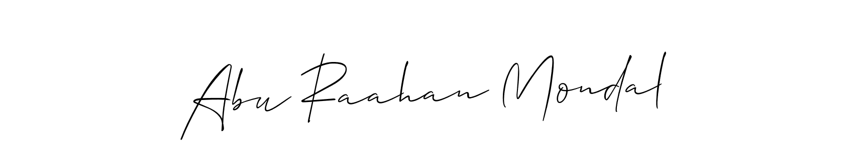How to make Abu Raahan Mondal name signature. Use Allison_Script style for creating short signs online. This is the latest handwritten sign. Abu Raahan Mondal signature style 2 images and pictures png