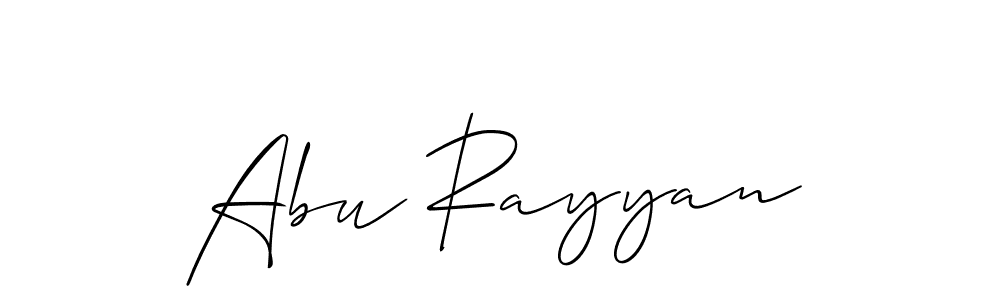 Use a signature maker to create a handwritten signature online. With this signature software, you can design (Allison_Script) your own signature for name Abu Rayyan. Abu Rayyan signature style 2 images and pictures png