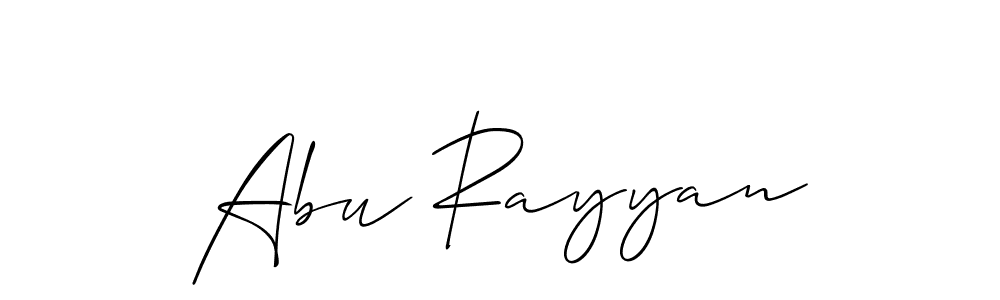 Use a signature maker to create a handwritten signature online. With this signature software, you can design (Allison_Script) your own signature for name Abu Rayyan. Abu Rayyan signature style 2 images and pictures png