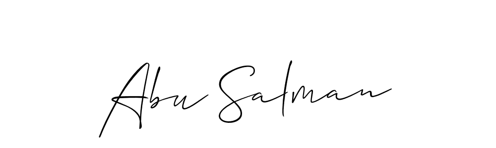 Design your own signature with our free online signature maker. With this signature software, you can create a handwritten (Allison_Script) signature for name Abu Salman. Abu Salman signature style 2 images and pictures png