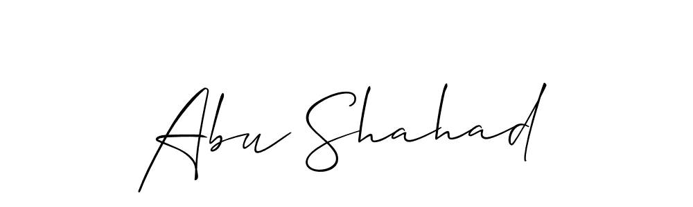 Design your own signature with our free online signature maker. With this signature software, you can create a handwritten (Allison_Script) signature for name Abu Shahad. Abu Shahad signature style 2 images and pictures png