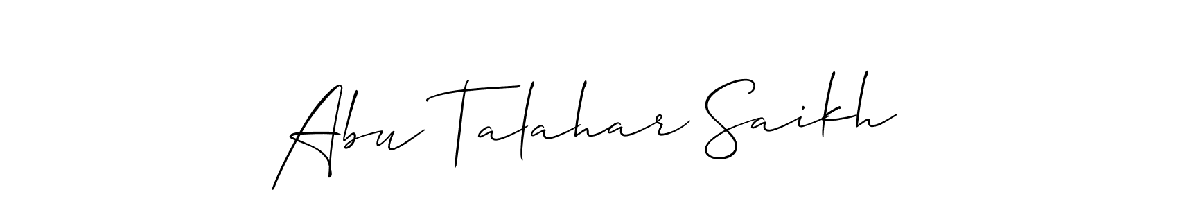 You should practise on your own different ways (Allison_Script) to write your name (Abu Talahar Saikh) in signature. don't let someone else do it for you. Abu Talahar Saikh signature style 2 images and pictures png